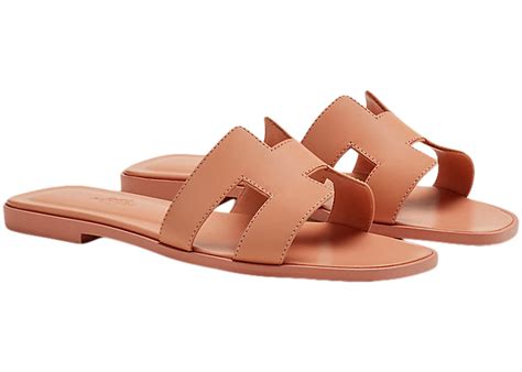 Hermes Oran Sandal Granit Rose Calfskin Leather 